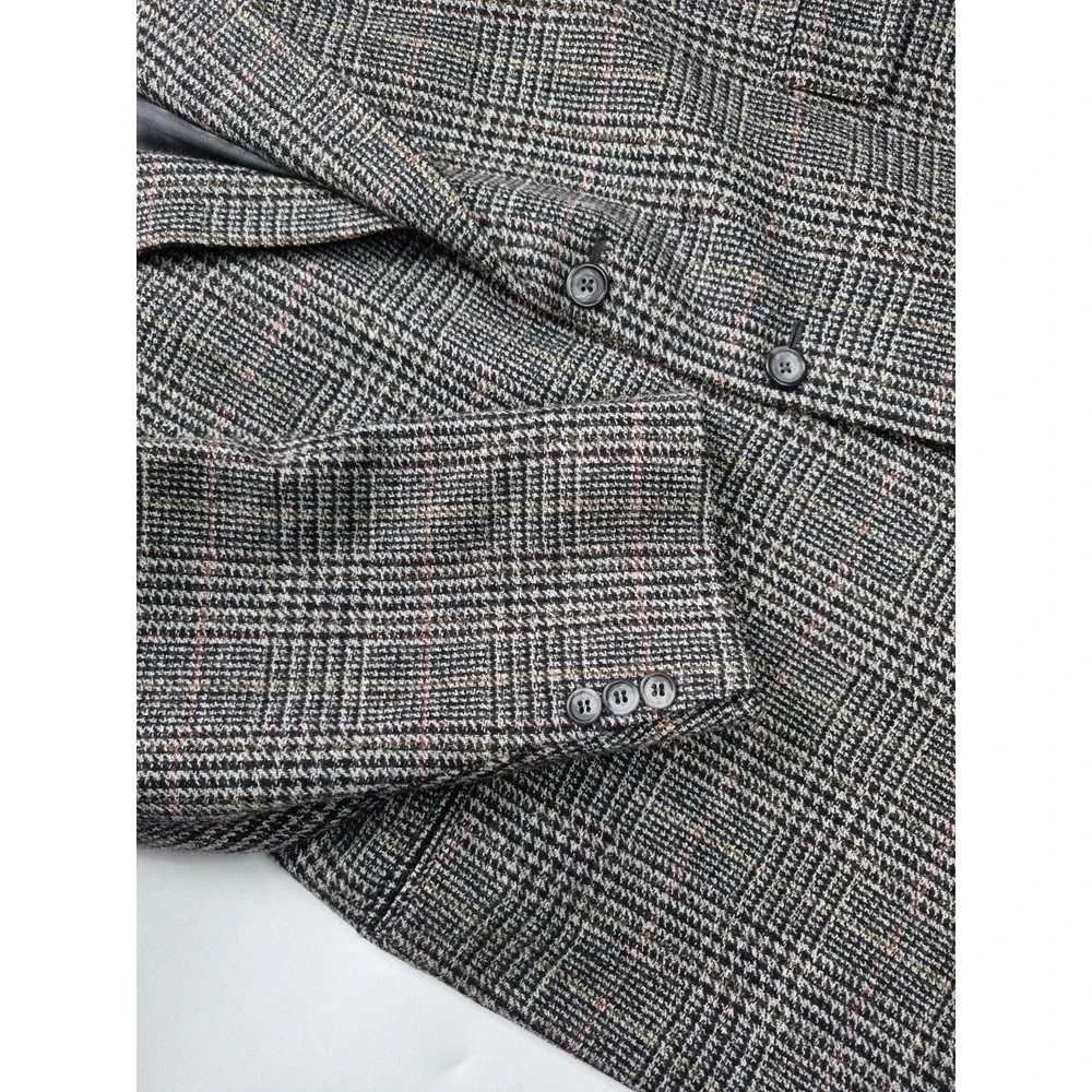 Pierre Cardin Mens Wool Sports Coat 46R Multicolor Plaid 2 Button Vintage G501